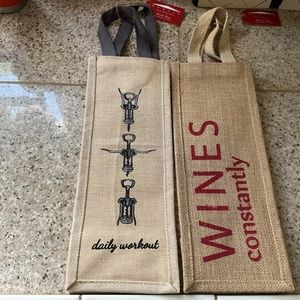 Pair of Humorous Canvas Wine Gift Bags